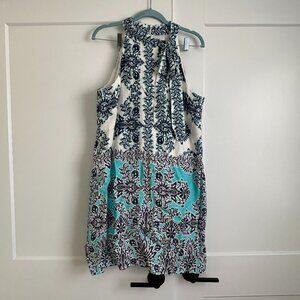 Vince Camuto Halter Bow Linen Sun Dress - Blue & White Patterned - 14